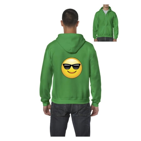 Mens Emoji with Sunglasses Full-Zip Hooded Sweatshirt