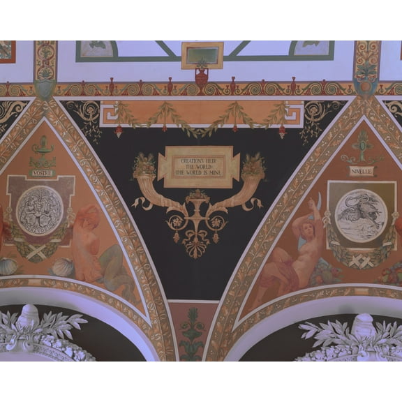 Print: Second Floor Corridor. Printers' Marks columns. View Of Mural