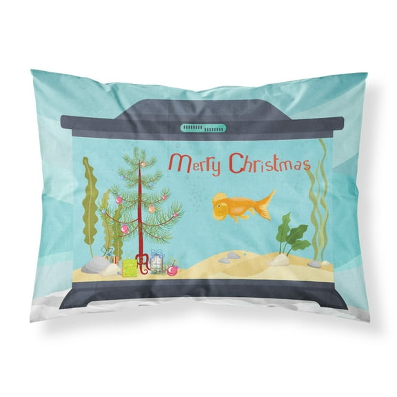 Bubble Eyed Goldfish Merry Christmas Fabric Standard Pillowcase CK4509PILLOWCASE