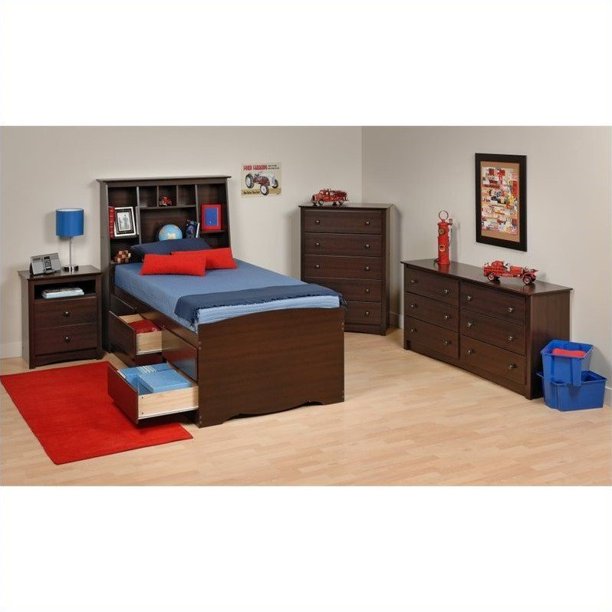 Prepac Fremont 4-Piece Tall Twin Youth Bedroom Set in ...