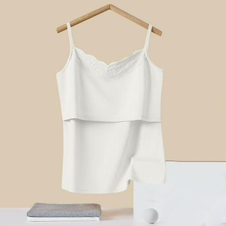 Delliss Womens Nursing Cami Tank Tops Built in Bra for Breastfeeding Maternity Straps Camisole Brasieres