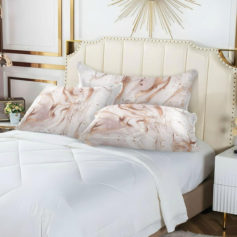 GZHJMY Gold Pink Marble Texture Body Pillow Cover with Zipper Soft and Cozy Fuzzy Fleece Body Pillow Case Cover 21 x 54 in Plush Long Body Pillow Pillowcase Home Decor Walmart