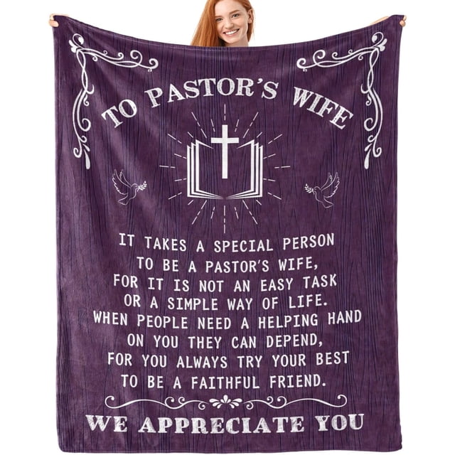 LHSHID Pastor Wife Appreciation Gifts for Pastor's Wife Throw Blanket to Pastors Wife Gift for Women Christmas Christian Birthday Gift for Preacher’s Wife Blanket