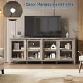 thumbnail image 4 of TV Stand for 65 Inch Entertainment Center with Storage Cabinet and 4 Sliding Glass Doors Mid Century Modern Media TV Console Table for Living Room Bedroom Grey, 4 of 8