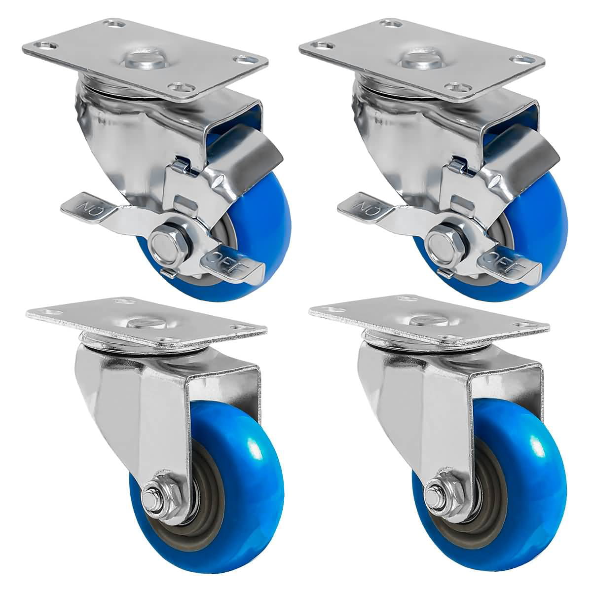Color : Universal, Size : 75mm/3in Casters Castor Wheels Moving Wheels Heavy Duty Wheels for Furniture,Plate Trolley Wheels in Polyurethane,Double Bearing,with Screws,4 Pcs 