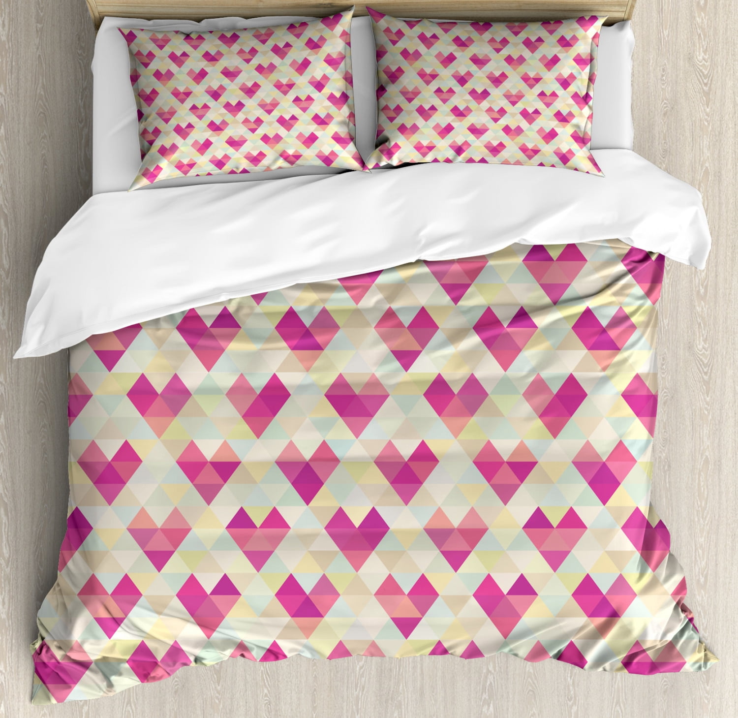 Geometric Duvet Cover Set, Colorful Modernistic Mosaic Design with Tiny