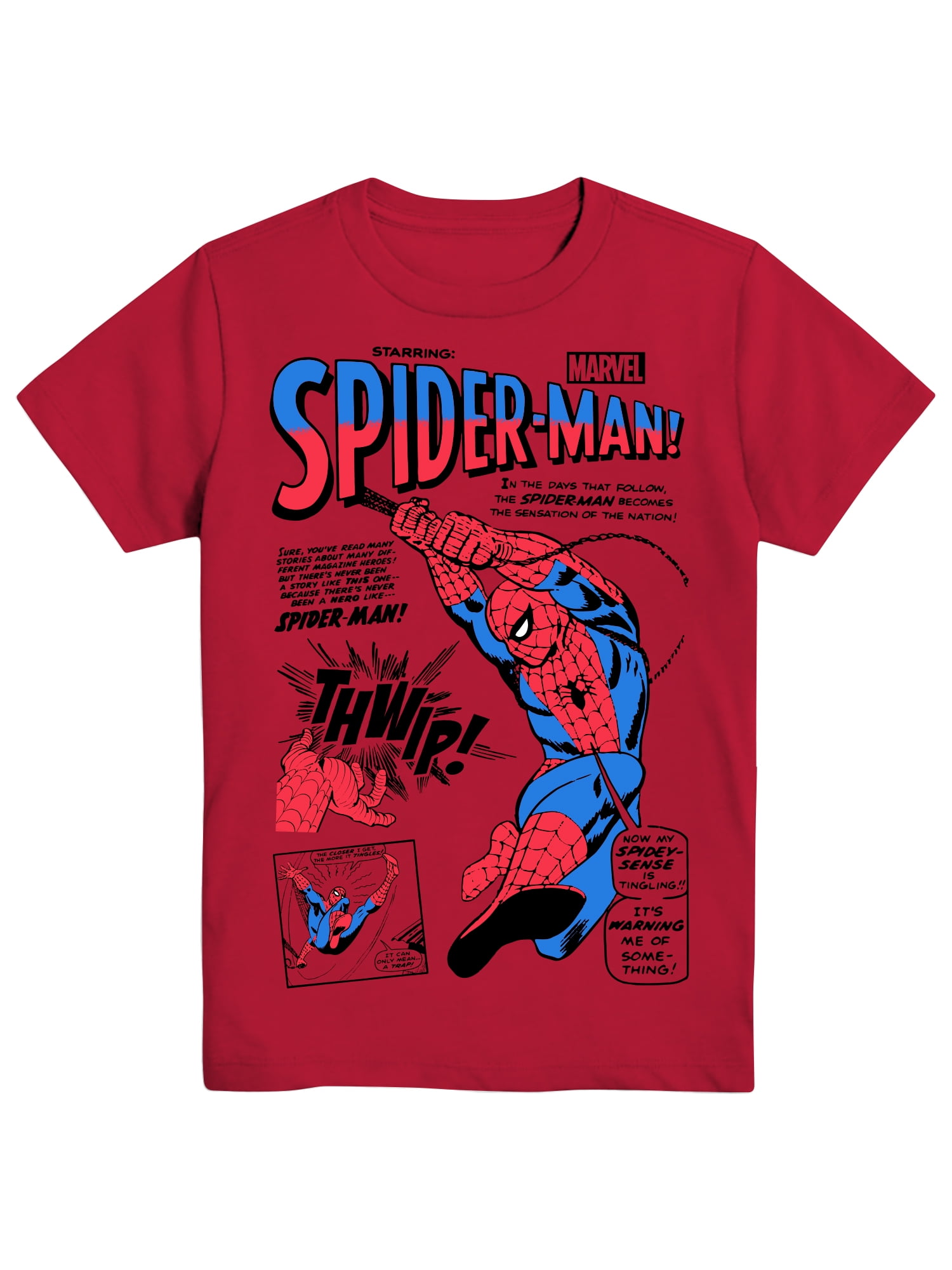 Spider-Man Boys' Graphic Tee with Short Sleeves, Nation Sensation, Sizes 4-18