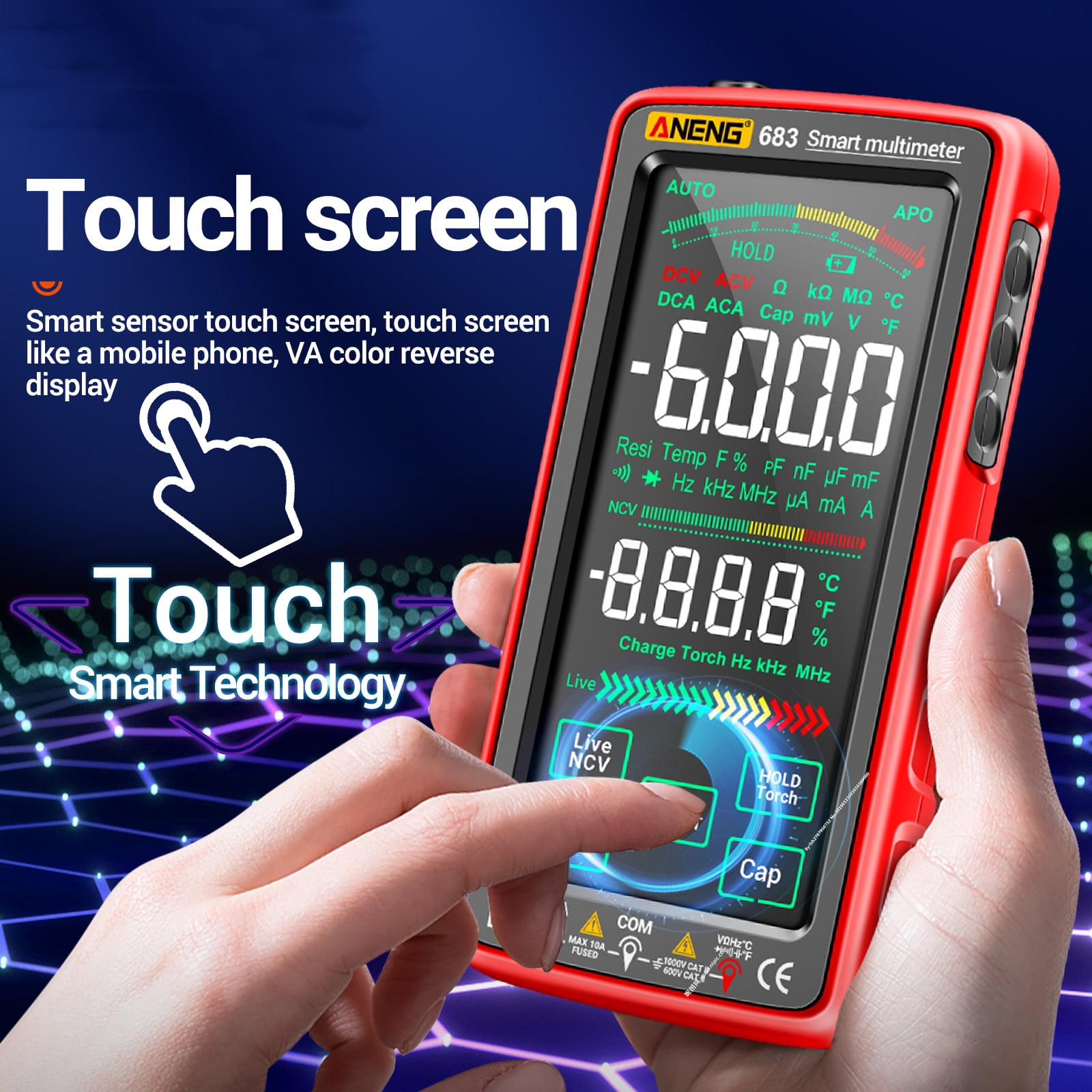 ANENG 683 Digital Smart Touch Multimeter AC/DC Voltage Capacitance Diode  Meter - GEM