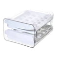thumbnail image 1 of Inteprter Organizador de almacenamiento de huevos para refrigerador, soporte de 2 capas, tipo cajón, apilable, caja transparente para comida de Organizadores de utensilios de cocina, 1 of 6