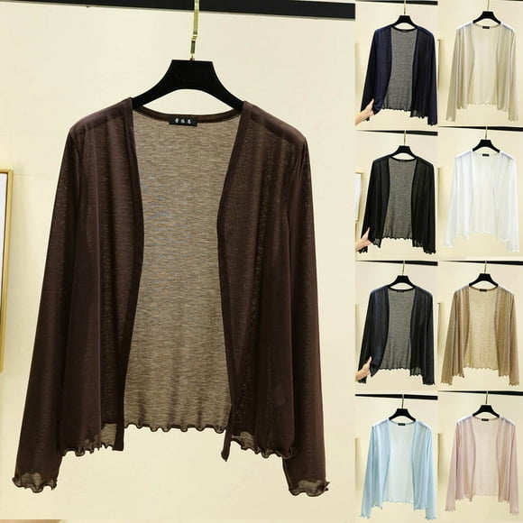 Meichang Sheer Cardigan for Women Lightweight Long Sleeve Open Front Fall Cardigan Tops Soft Casual Thin Cardigans