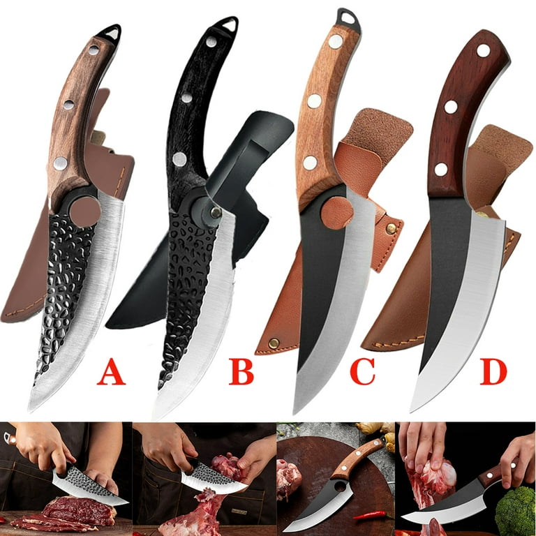 Viking Knife Hand Forged Boning Knife with & Pocket Knife Sharpener High Carbon Steel Caveman Knife Multipurpose Chef Knives for Camping, Outdoor, Deboning, - Walmart.com