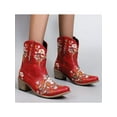 thumbnail image 4 of Gomelly Women Western Cowboy Cowgirl Embroidered Ankle Boots Ladies Fashion Western Shoes 4 Red, 4 of 9
