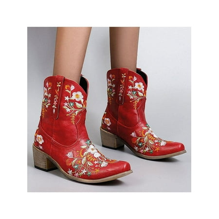 

Ymiytan Womens Cowboy Low Block Heel Ankle Boots Ladies Riding Casual Shoes Size 4-12