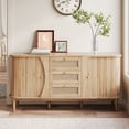 thumbnail image 2 of Sideboard, Rattan Dresser, Cabinet with Sliding Doors, Adjustable Shelves, and Rounded Top, 2 of 10