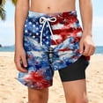 thumbnail image 2 of Edvintorg Boy Shorts 4Th Of July Compression Liner Printed Elastic Waisted Athletic Casual Beach Short with Drawsting Size 5-14, 2 of 9
