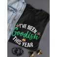 thumbnail image 3 of I've Been Goodish This Year Christmas Bells Women Black T-Shirt, Female Small, 3 of 4