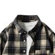 thumbnail image 4 of Blusa y camisa de manga larga con cuello vuelto para hombre, camisa informal de moda con entramado, bolsillos con solapa y botones, blusa de poliéster de manga larga para hombre, 4 of 4