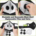 thumbnail image 5 of Dust Mask, Breathable Reusable Face Mask with 4 Activated Carbon Filters for Woodworking Construction Mowing Grinding Cycling Mask, 5 of 6