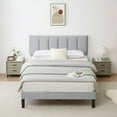 thumbnail image 2 of VECELO Full Size Platform Bed Frame, Velvet Upholstered Bed Frame with Adjustable Headboard, No Box Spring Needed, Easy Assembly, Light Gray, 2 of 11