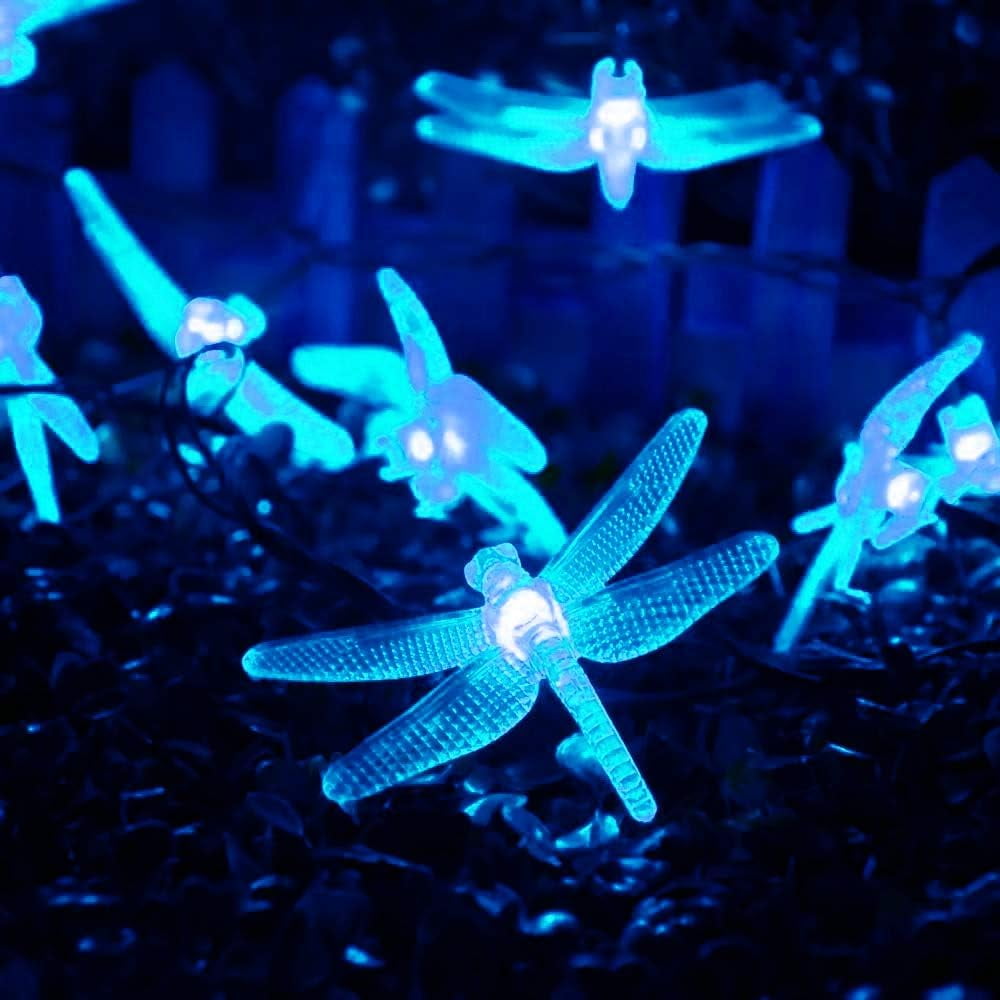 Outdoor Garden Solar String Lights, 7m 50LED Solar Garden Dragonfly String Lights Dragonfly String Light Waterproof for Yard