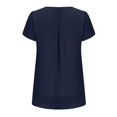 thumbnail image 3 of Women Chiffon Blouses Dressy Casual Summer V-Neck Short Sleeve Tops Business Tunics Ruffle Pleated Shirred Basic Shirts, 3 of 5