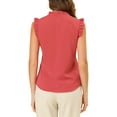 thumbnail image 4 of INSPIRE CHIC Women's Ruffled Sleeveless Pullover V- Neck Work Blouses Tops M Watermelon Red, 4 of 7