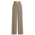 thumbnail image 2 of Wide Leg Pants Women Straight Elastic High Waisted Work Slacks Business Casual Pleated Dress Pants Trousers Khaki L, 2 of 4