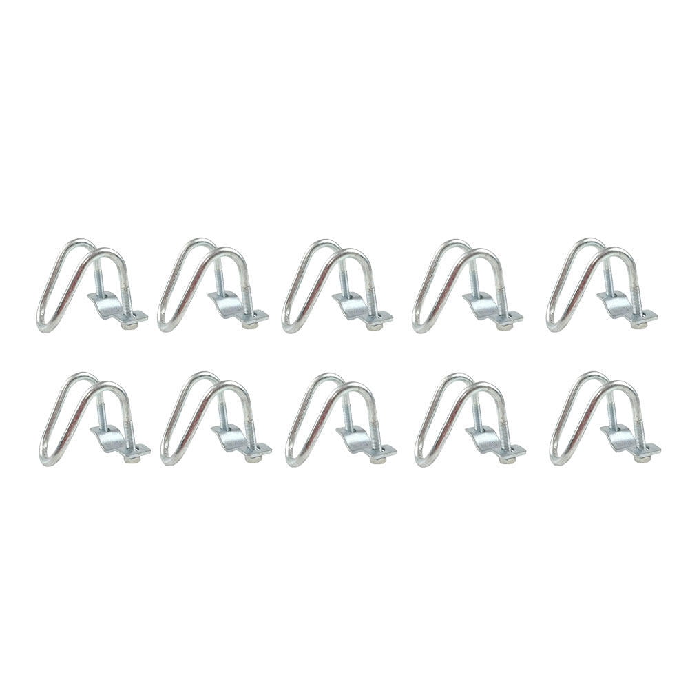 HEMOTON  10 Pcs U-shaped Pipe Clamp for Cross Tube Two Holes Clip Clamps The Tubes Silver