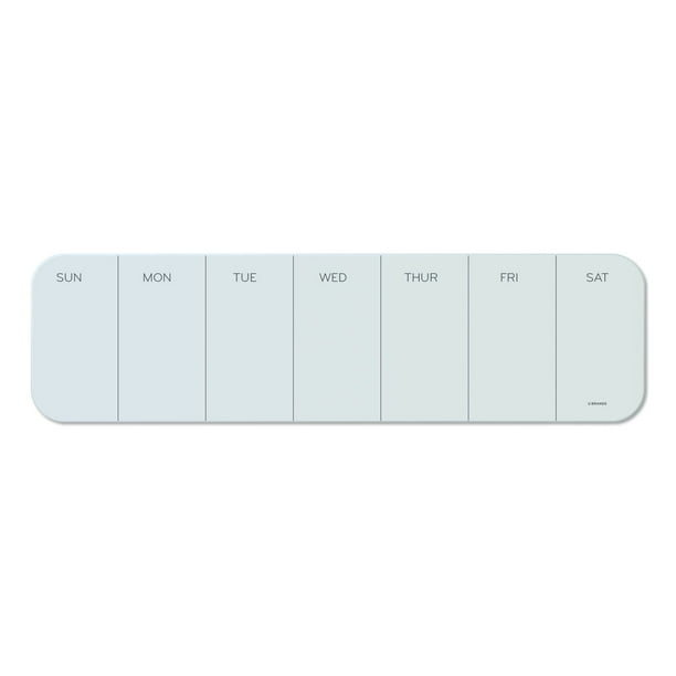 Cubicle Glass Dry Erase Undated One Week Calendar Board, 20 x 5.5