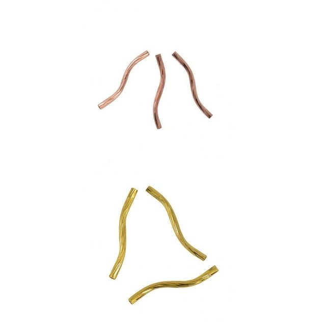 100 piezas de tubo remolino fideos cobre 24 mm oro and rosa + color dorado de moda al por mayor mezclados