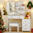 thumbnail image 3 of Ktaxon Lighted Makeup Vanity Table Set, Dressing Table with Sliding Mirror, Vanity Desk , White, 3 of 11