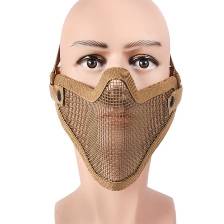 Lower Half Face Metal Steel Net Mesh Hunting Tactical Protective Airsoft Mask Tan Xemplaro