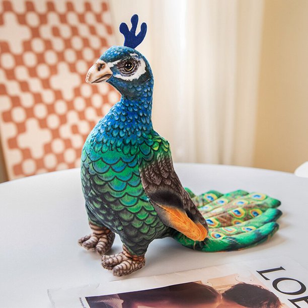 Simulation Peacock Plush Toy Kawaii Dolls Stuffed Soft Animal Real Life Peahen Doll Lovely Home Decor Birthday Gift High QualityBlue28cm Deng Xun unisex