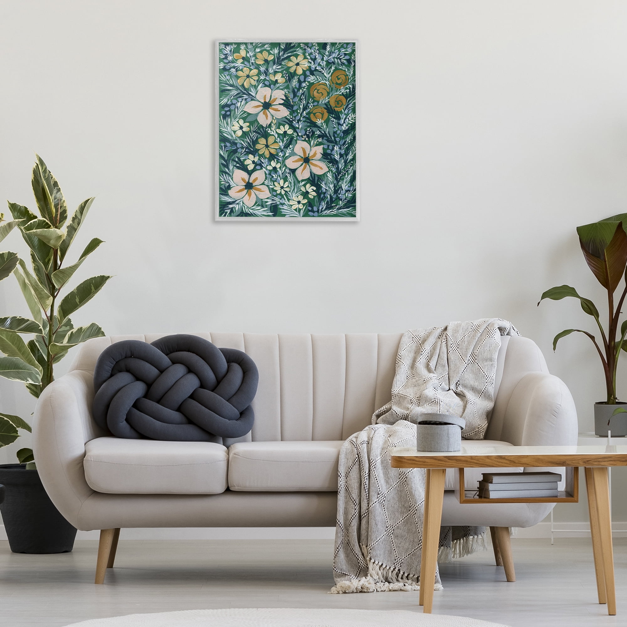 Stupell Industries Summer Boho Florals Botanical & Floral Painting Gray Framed Art Print Wall Art, 24 x 30