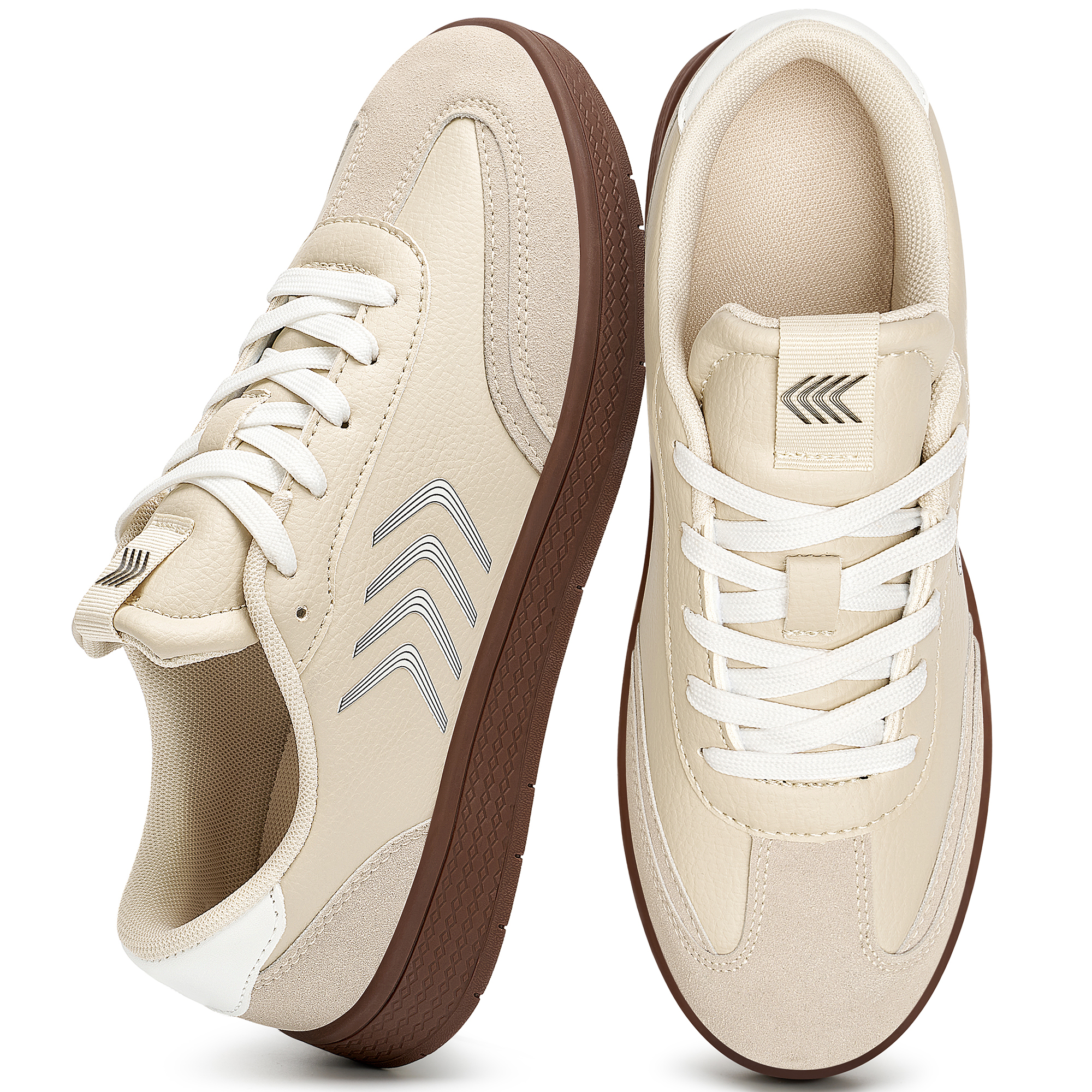 Ecetana Womens Walking Shoes PU Leather Low Top Tennis Shoes Non-Slip Casual Sneakers for Women