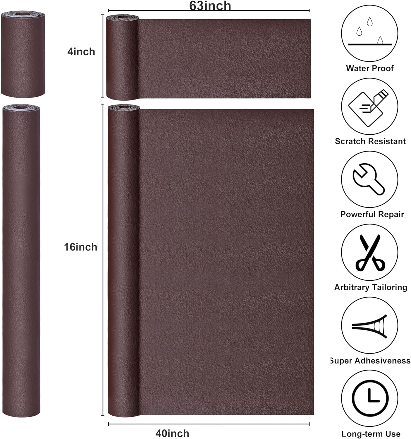 Leather Repair Patch for Furniture, 4" x 78" Self Adhesive Leather Repair Kit Vinyl Repair Tape for Car Seat Sofa Jackets Couches Chair Black