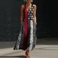 thumbnail image 2 of Fewfanhot 4th of July Women 250th Anniversary American Flag Maxi Dress, V-Neck Sleeveless Patriotic Star Stripe Long Dress with Pockets, Casual Summer Loose Fit Sundress, S-3XL, 2 of 8