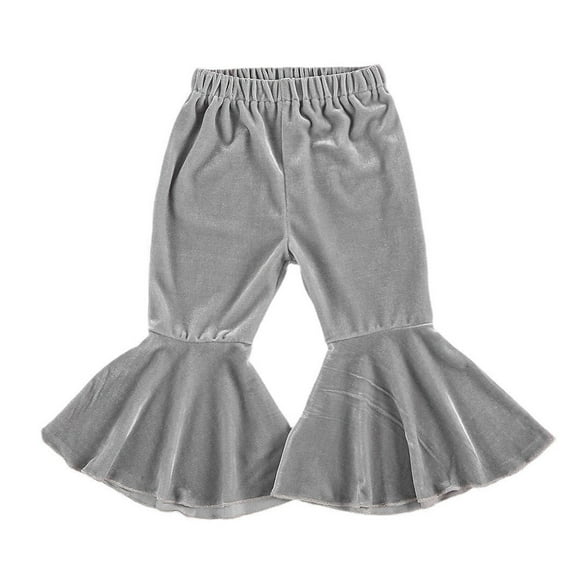 Esaierr Kids Baby Girls Velvet Flare Pants Leggings Baby Fall Winter Bell Bottoms Trousers Newborn Elastic Waist Bottoms Tights Little Girls High Waisted Casual Ruffle Long Pants for 6M-6Y