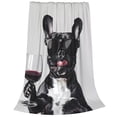thumbnail image 2 of Fotbe Cool French Bulldog Wine Manta de Franela Acolchonada con Estampado, Súper Suave y Esponjosa, Extra Grande para Sofá, Cama, Uso Todo el Año-40"x30", 2 of 7