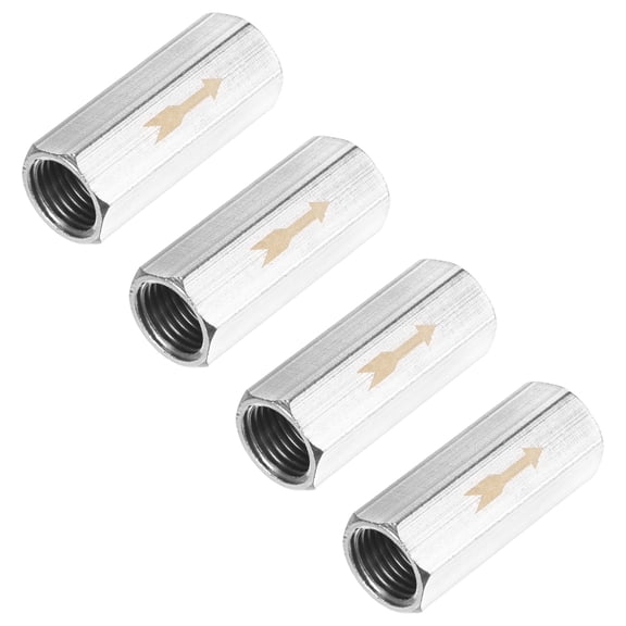 Uxcell 4-Pack Air Check Valve, 1/4" Nickel Plating Copper One Way Non Return Air Valve for Gas/Oil/Water Connection