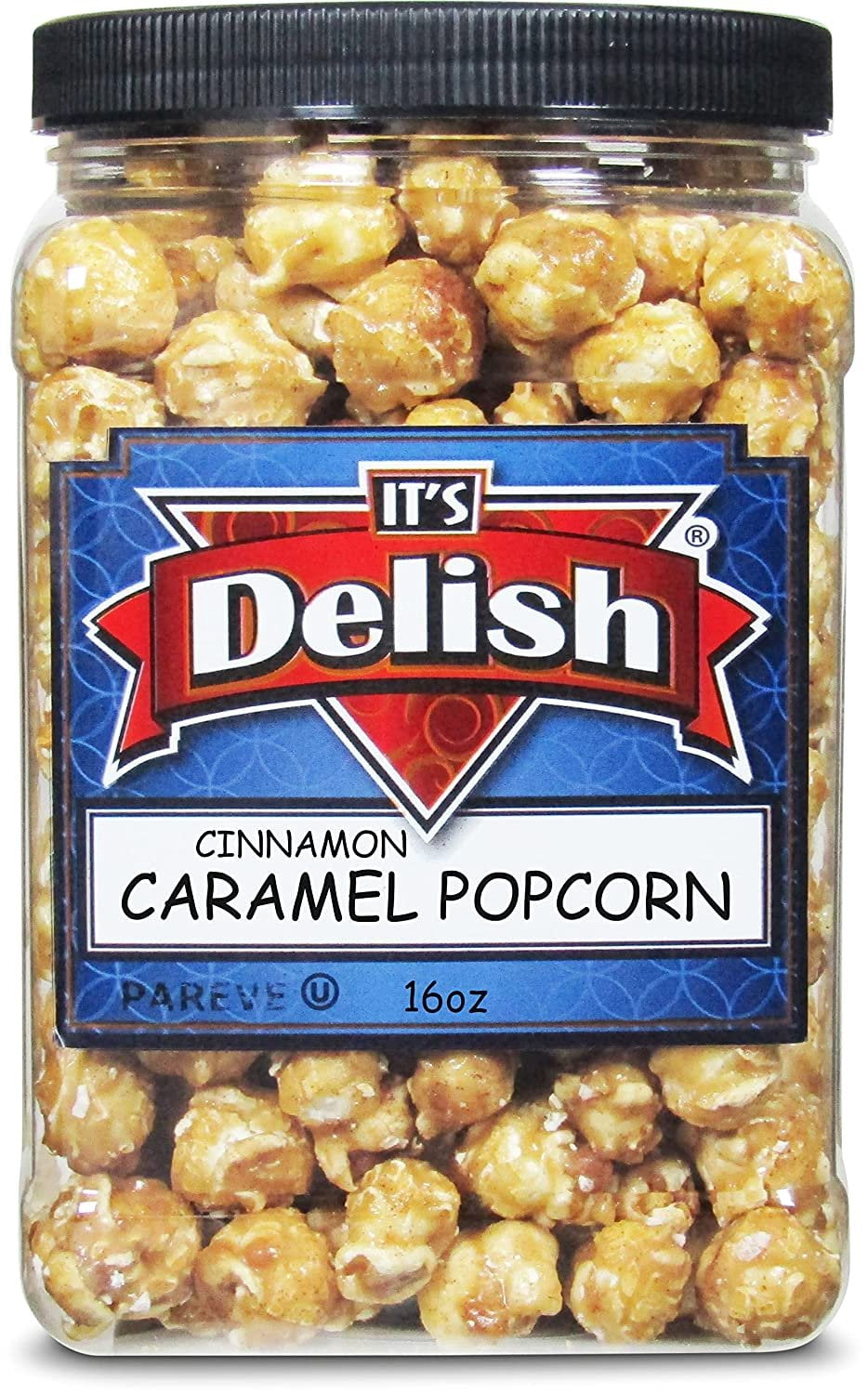 Gourmet Cinnamon Caramel Popcorn by Its Delish, 16 OZ Jumbo Container  Caramel Corn Air Popped Sweet and Crunchy Glazed Carmel Corn Snack, Movie Night, Parties, Events - Gluten Free, Vegan, Kosher