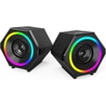 thumbnail image 5 of FloreceBien Altavoces para computadora, Altavoces de escritorio con luces de ciclo Altavoz estéreo con entrada auxiliar de 3,5 mm para PC, computadora portátil, teléfono celular, proyector, monitor,, 5 of 5