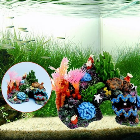 Resin Sucker Mount Coral Reef Fish Tank Cave Decoration Aquarium Ornament Background