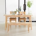 thumbnail image 4 of Livinia Aslan 59" Large Wooden Dining Table/Mid Century Modern Malaysian Oak Kitchen Table (Natural-Oak), 4 of 8