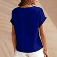 thumbnail image 4 of Kovlvoll Womens Tops Crew Neck Short Sleeve T-Shirts Solid Color Loose Dressy Casual Blouses Tunic Top, 4 of 5