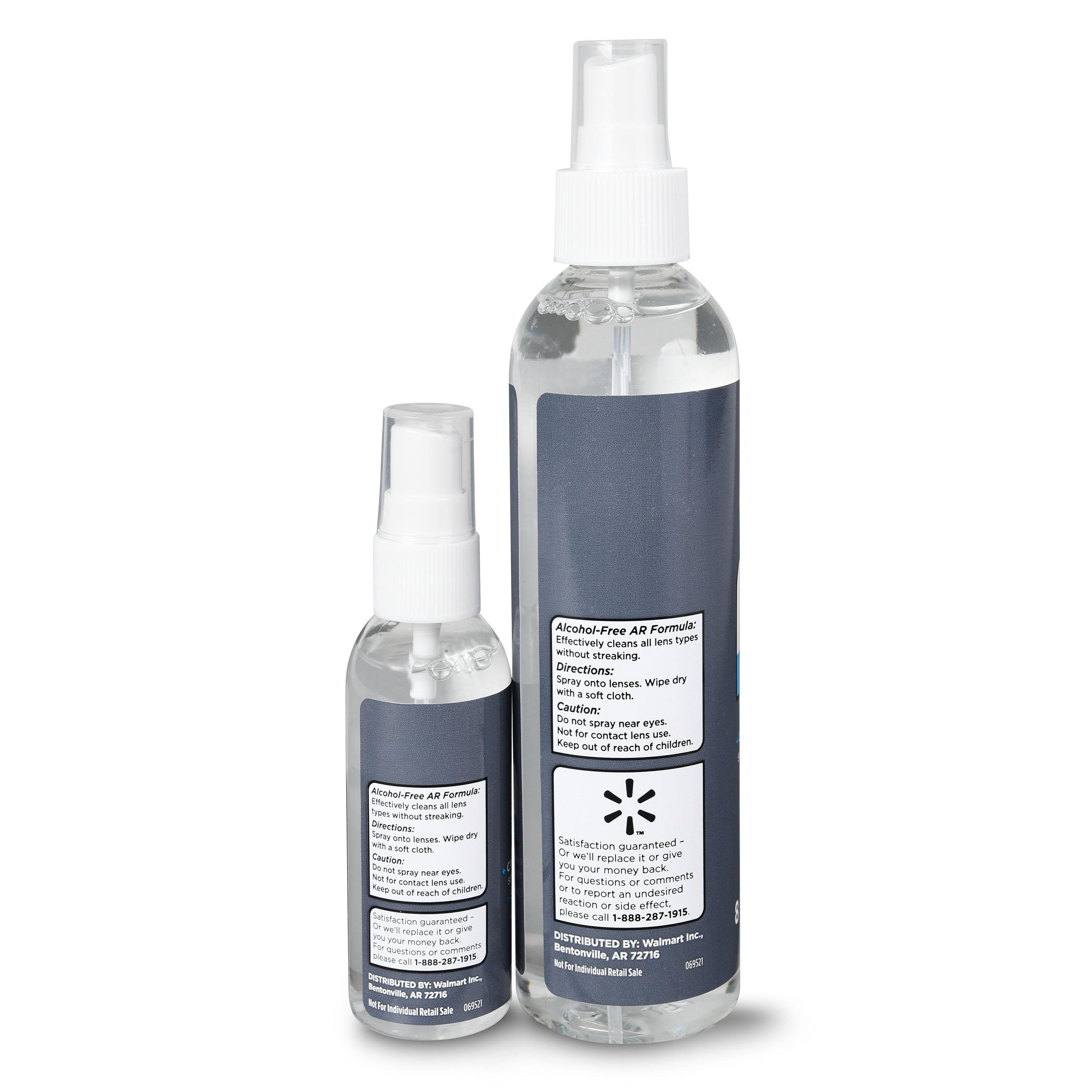 Equate Streak-Free Lens Cleaner Spray Value Pack, 2 Count, 8 oz and 2 oz Bottles