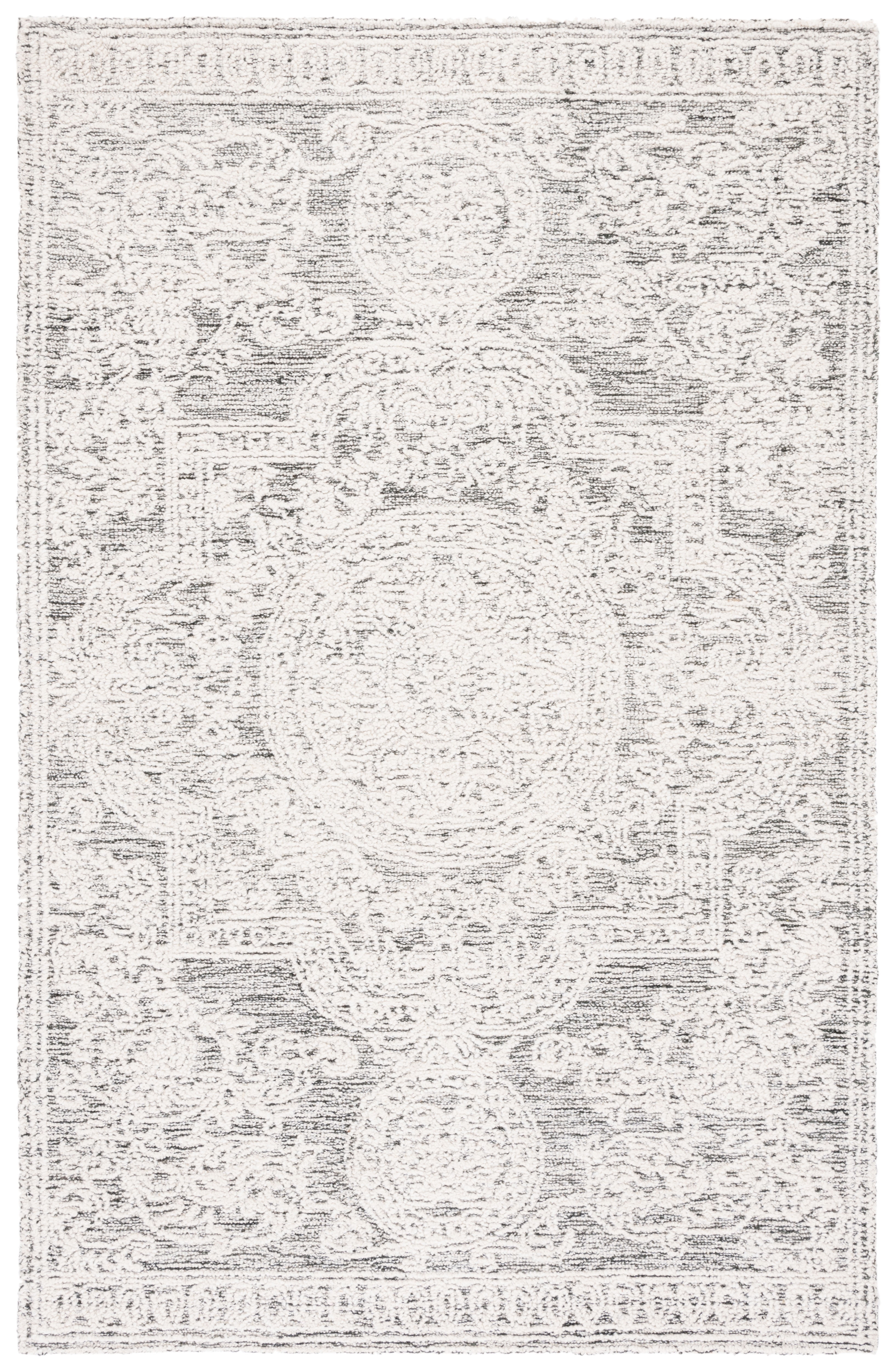 SAFAVIEH Abstract Carter Oriental Wool Area Rug, Ivory/Charcoal, 5' x 8'