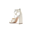 thumbnail image 4 of Schutz Leaf White Multistraps Ankle Lace Up Open Toe Block High Heel Sandals, 4 of 6