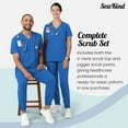 thumbnail image 2 of Sewkind Women’s Scrub Set Blue XS V-Neck Scrub Top and Jogger Pants 6 Pockets 100% Polyester Modern Fit, 2 of 6