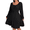 Black, variant on Mengpipi Women's Plus Size Knits Fall Spring Long Sleeve Round Neck Puff Sleeve with Bow Detail Fitted A-Line Solid Color Casual Comfortable Dress 1X-5X